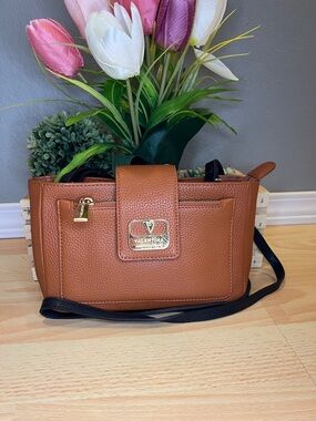 Valentina Genuine Leather Tan Crossbody